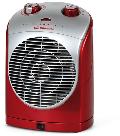 Orbegozo FH 5025 Calefactor con Ventilador - Potencia 2200W - Oscilante - Base Antideslizante - Indicador Luminoso - Proteccion contra Sobrecalentamiento - Color rojo