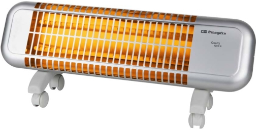 Orbegozo BPM 0105 Estufa de Cuarzo - Potencia 1200W - Seguridad Antivuelco - 2 Niveles de Calor - Ruedas de Transporte - Reflector Protegido - 7.7x23.3x16.7cm - Color Gris