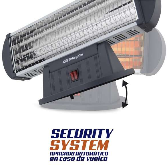 Imagen extra Orbegozo Estufa de Cuarzo BP 0204 - Calor Intenso y Uniforme por Radiacion - 3 Niveles de Potencia - Sistema de Seguridad Antivuelco - Diseño Horizontal Orientable