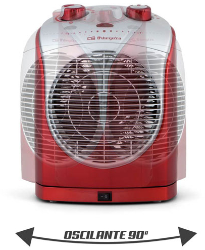 Imagen extra Orbegozo FH 5025 Calefactor con Ventilador - Potencia 2200W - Oscilante - Base Antideslizante - Indicador Luminoso - Proteccion contra Sobrecalentamiento - Color rojo