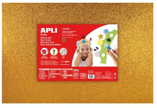 PACK 3 Planchas Goma Eva 40x60 cm ORO. Apli 13175