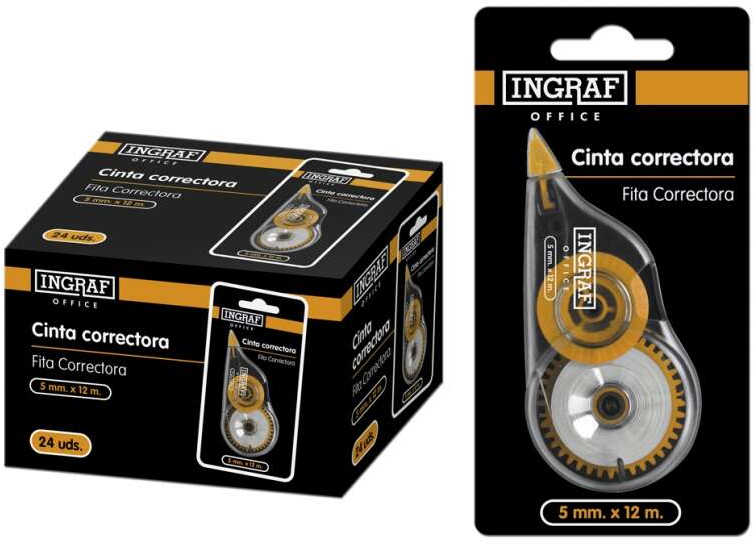 CAJA 24 Cintas Correctoras 5mm x 12 metros ECONOMICAS