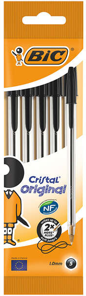PACK 5 Boligrafos BIC Cristal Negros