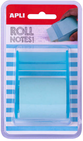 Apli Rollo Dispensador de Nota Adhesiva 50mm x 8m - Facil de Usar - Adhesivo de Calidad - Diseño Ergonomico - Azul Pastel