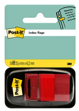 Post-it Index Dispensador con 50 Marcadores Reposicionables 25.4 x 43.2mm - Adherencia Firme - Para Marcar, Señalar o Destacar Informacion - 7100089833 - Color Rojo