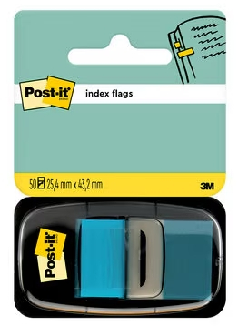 Post-it Index Dispensador con 50 Marcadores Reposicionables 25.4 x 43.2mm - Adherencia Firme - Para Marcar, Señalar o Destacar Informacion - 7000144930 - Color Azul Claro