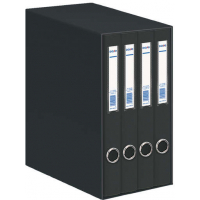 Dohe Oficolor Modulo de 4 Archivadores A4 en Carton Forrado con Polipropileno - Anillas Mixtas de 25mm - Ollao y Tarjetero en el Lomo - Color Negro