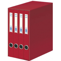 Dohe Oficolor Modulo de 4 Archivadores con Rado - Lomo Estrecho - Formato Folio - Carton Forrado - Color Rojo