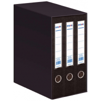 Dohe Modulo de 3 Archivadores A4 Lomo Estrecho con Ollao y Rado - Carton Forrado con Polipropileno - Cantoneras Metalicas - Palanca de Maxima Calidad - Color Negro