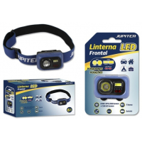 Jupiter Linterna Frontal LED 200lm + COB 50lm - Resistencia IP65 - Goma Ajustable para Cabeza - Funciona con 3 Pilas AAA (No Incluidas) - Color Azul