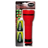 Cegasa Profesional Linterna de 7 LED - Cuerpo de Goma Antideslizante - Resistente a Golpes y Humedad - Funciona con 2 Pilas LR20 (Incluidas)