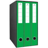 Mariola Box Modulo de 3 Archivadores con Rado 2 Anillas 40mm - Tamaño 35x26x17cm - Carton Forrado - Color Verde