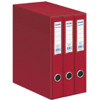 Dohe Oficolor Modulo de 3 Archivadores con Rado - Lomo Estrecho - Formato Folio - Carton Forrado - Color Rojo