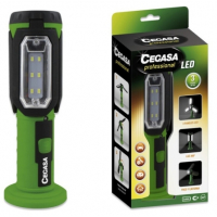 Cegasa Profesional Linterna LED - 3 Paneles LED y Frontal - 3 Modos de Iluminacion - Funciona con 3 Pilas AAA (No Incluidas) - Color Negro/Verde
