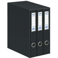 Dohe Oficolor Modulo de 3 Archivadores con Rado - Lomo Estrecho - Formato Folio - Carton Forrado - Color Negro