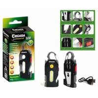 Cegasa Profesional Linterna Supervivencia COB+1 LED hasta 400lm - Autonomia hasta 1.5h - Bateria 300mAh USB-C - Color Negro