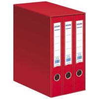 Dohe Modulo de 3 Archivadores A4 Lomo Estrecho con Ollao y Rado - Carton Forrado con Polipropileno - Cantoneras Metalicas - Palanca de Maxima Calidad - Color Rojo