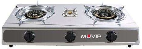 Muvip Serie Strong Cocina de Gas Inox 3 Fuegos - Encendido Piezoelectrico - Quemador de Hierro Fundido Desmontable