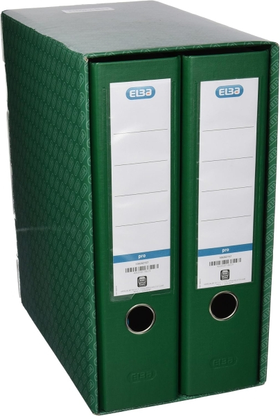 Elba Rado Top Modulo de 2 Archivadores Palanca A4 - Lomo 80mm - Forrado Exterior Plastico - Interior Papel - Color Verde