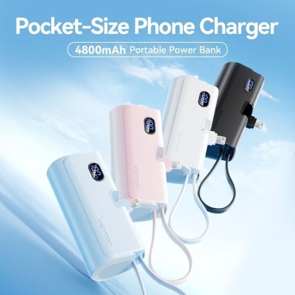 Imagen extra Vention PowerBank 4800mAh - Lightning - Carga Rapida 22.5W - Conector Plegable - Color Negro