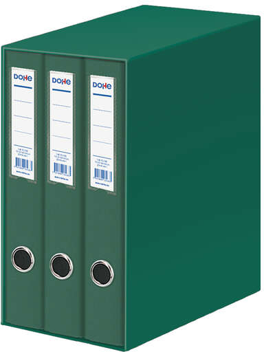 Dohe Oficolor Modulo de 3 Archivadores con Rado - Lomo Estrecho - Formato Folio - Carton Forrado - Color Verde