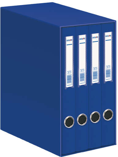 Dohe Oficolor Modulo de 4 Archivadores con Rado - Lomo Estrecho - Formato Folio - Carton Forrado - Color Azul