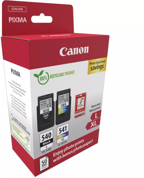 Imagen extra PACK Canon PG540L Negro + CL541XL Color Originales + PAPEL FOTOGRAFICO 50 Hojas de regalo 5224B012 