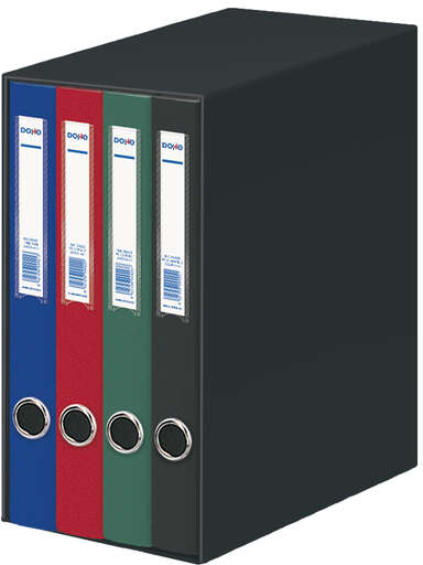 Dohe Oficolor Modulo de 4 Archivadores con Rado - Lomo Estrecho - Formato Folio - Carton Forrado - Colores Surtidos