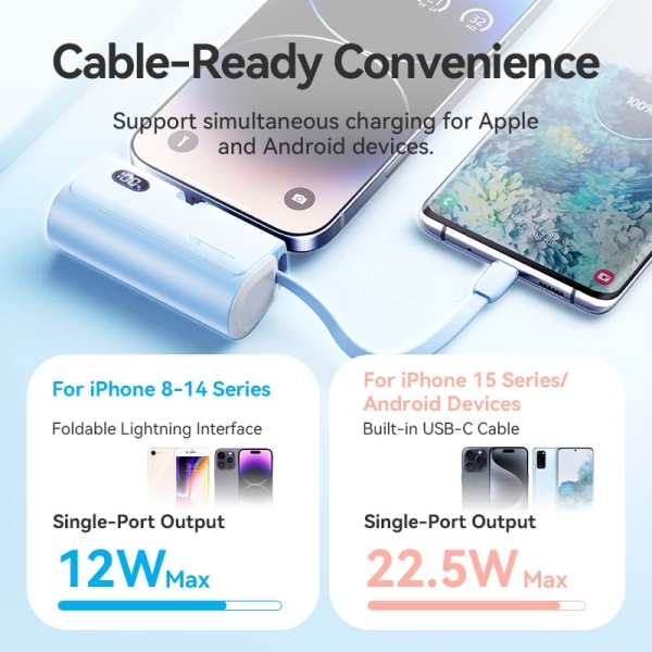 Imagen extra Vention PowerBank 4800mAh - Lightning - Carga Rapida 22.5W - Conector Plegable - Color Negro