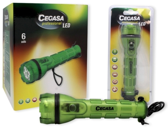 Cegasa Profesional Linterna de 3 LED - Resistente a Golpes y Agua IP44 - Funciona con 2 Pilas AA LR6 (No Incluidas)