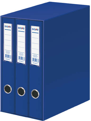 Dohe Oficolor Modulo de 3 Archivadores con Rado - Lomo Estrecho - Formato Folio - Carton Forrado - Color Azul