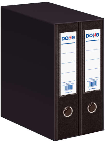 Dohe Modulo de 2 Archivadores A4 Lomo Ancho con Ollao y Rado - Carton Forrado con Polipropileno - Cantoneras Metalicas - Palanca de Maxima Calidad - Color Negro