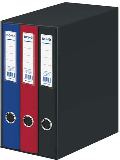 Dohe Oficolor Modulo de 3 Archivadores con Rado - Lomo Estrecho - Formato Folio - Carton Forrado - Colores Surtidos