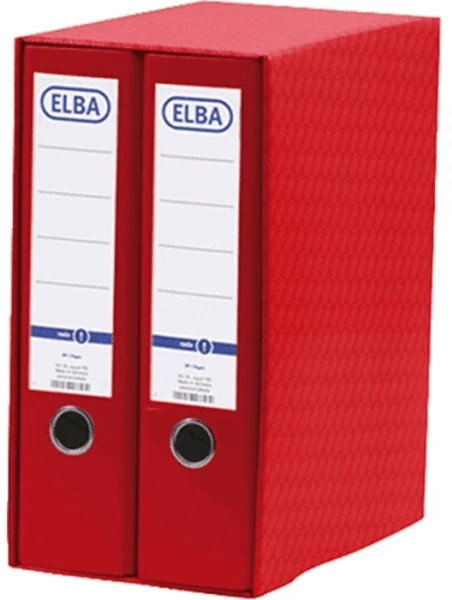 Elba Rado Top Modulo de 2 Archivadores Palanca A4 - Lomo 80mm - Forrado Exterior Plastico - Interior Papel - Color Rojo