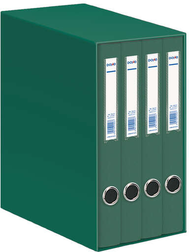 Dohe Oficolor Modulo de 4 Archivadores con Rado - Lomo Estrecho - Formato Folio - Carton Forrado - Color Verde