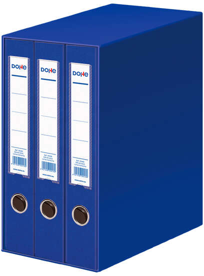 Dohe Modulo de 3 Archivadores A4 Lomo Estrecho con Ollao y Rado - Carton Forrado con Polipropileno - Cantoneras Metalicas - Palanca de Maxima Calidad - Color Azul
