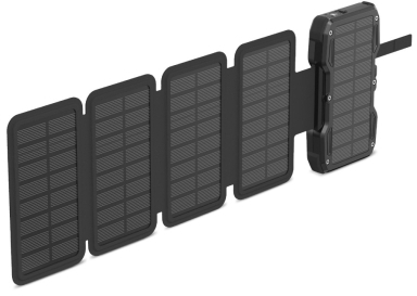 Head Powerbank Solar 10.000mAh 22.5W - Carga Solar con 5 Paneles - Con Power Delivery, Carga Simultanea, Carga Inalambrica - Pantalla LCD y Linterna - Color Negro