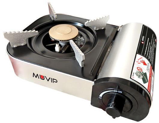 Muvip Serie Small Cocina de Gas Portatil 1 Fuego  - Encendido Automatico - Quemador de Aluminio y Cobre - Valvula Doble Sellado - Maleta de Transporte