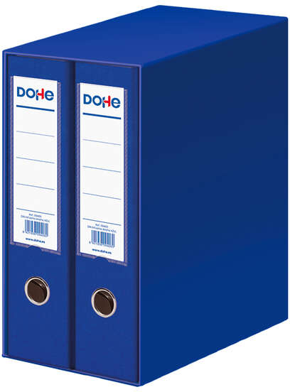 Dohe Modulo de 2 Archivadores A4 Lomo Ancho con Ollao y Rado - Carton Forrado con Polipropileno - Cantoneras Metalicas - Palanca de Maxima Calidad - Color Azul