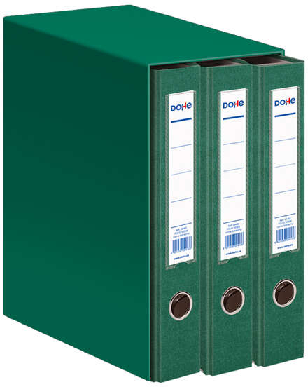 Dohe Archicolor Modulo de 3 Archivadores de Palanca con Rado - Lomo Estrecho - Formato Folio - Carton Forrado - Color Verde