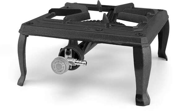 Orbegozo FO 6100 Hornillo a Gas Portatil Resistente - Potente Quemador de 3.5kW - Parrilla de Hierro Fundido - Uso Exterior Seguro - Compacto y Facil de Transportar