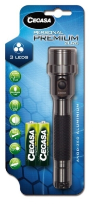 Cegasa Personal Premium Linterna 20lm - Fabicada en Aluminio Anodizado - Resistencia a Golpes y Humedad - Funciona con 2 Pilas LR6 (Incluidas)