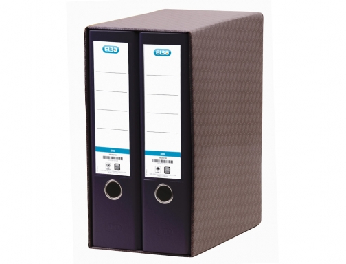 Elba Rado Top Modulo de 2 Archivadores Palanca A4 - Lomo 80mm - Forrado Exterior Plastico - Interior Papel - Color Negro