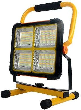 Elbat Foco Solar LED 80W 650lm - Panel Solar Integrado 6V, 3W - Bateria 3.2V, 10000mAh - Angulo Iluminacion 360º - Soporte Plegable.