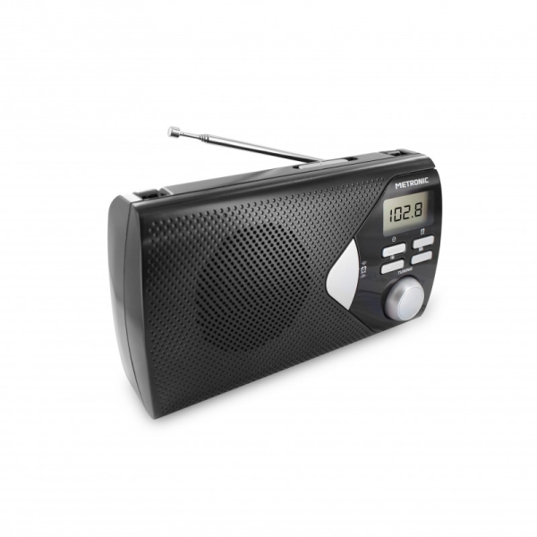 Metronic Radio Portatil AM/FM con Funcion Alarma a Pilas
