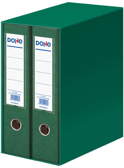 Dohe Modulo de 2 Archivadores A4 Lomo Ancho con Ollao y Rado - Carton Forrado con Polipropileno - Cantoneras Metalicas - Palanca de Maxima Calidad - Color Verde