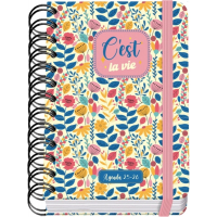 Dohe C´est la Vie Agenda Escolar 25/26 Espiral Wire’o A6 - Dia Pagina - Papel 80g/m2 - 4 Hojas de Pegatinas - Cubierta de Carton Plastificado - Cierre con Goma Elastica