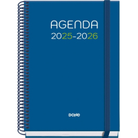 Dohe Logic Agenda Escolar 25/26 Espiral A5 - Dia Pagina - Papel 70g/m2 - 4 Hojas de Pegatinas - Cubierta de Carton Plastificado - Cierre con Goma Elastica