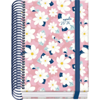Dohe Camomille Agenda Escolar 25/26 Espiral A6 - Dia Pagina - Papel 70g/m2 - 4 Hojas de Pegatinas - Cubierta de Carton Plastificado - Cierre con Goma Elastica