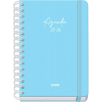 Dohe Serenity Agenda Escolar 25/26 Espiral Wire’o A5 - Semana Vista - Papel 80g/m2 - 4 Hojas de Pegatinas - Cubierta de Carton Plastificado - Cierre con Goma Elastica - Azul